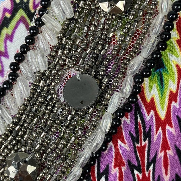 Cato Top Size 18/20 Womens Plus Colorful Print Cap Sleeve Beaded V-Neck - Picture 5 of 8